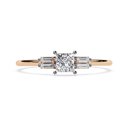 Princess Cut Diamond Ring with Baguette Side Stones | Lab Grown Diamond Engagement Ring | Minimalist Promise Ring – Lustraa’s Minimalist Ring