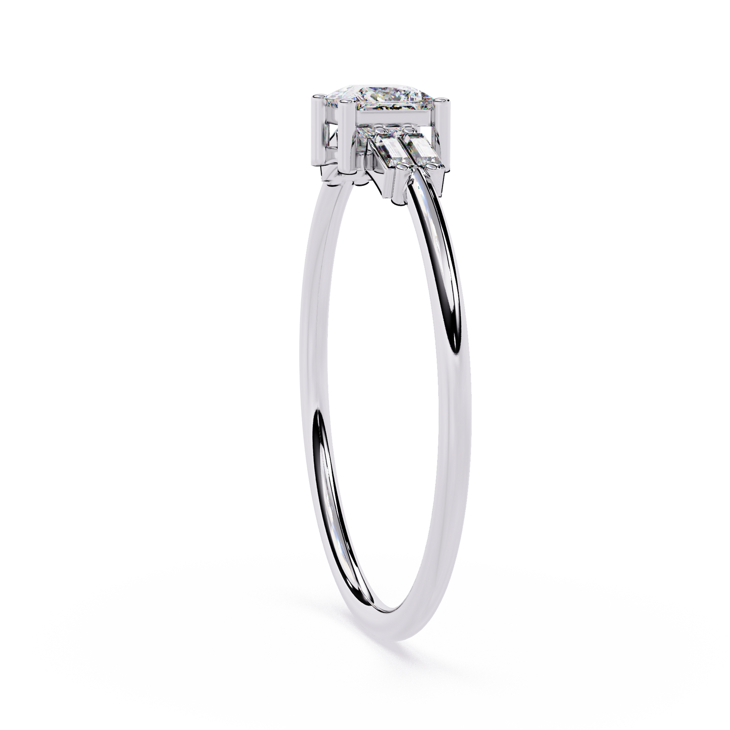 Princess Cut Diamond Ring with Baguette Side Stones | Lab Grown Diamond Engagement Ring | Minimalist Promise Ring – Lustraa’s Minimalist Ring