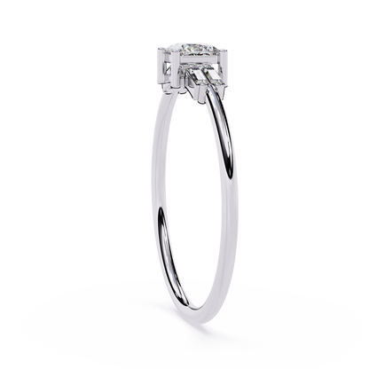 Princess Cut Diamond Ring with Baguette Side Stones | Lab Grown Diamond Engagement Ring | Minimalist Promise Ring – Lustraa’s Minimalist Ring
