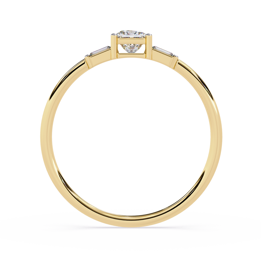 Princess Cut Diamond Ring – Lab Grown Baguette Side Stones Minimalist Engagement Promise Ring – Lustraa’s Minimalist Ring