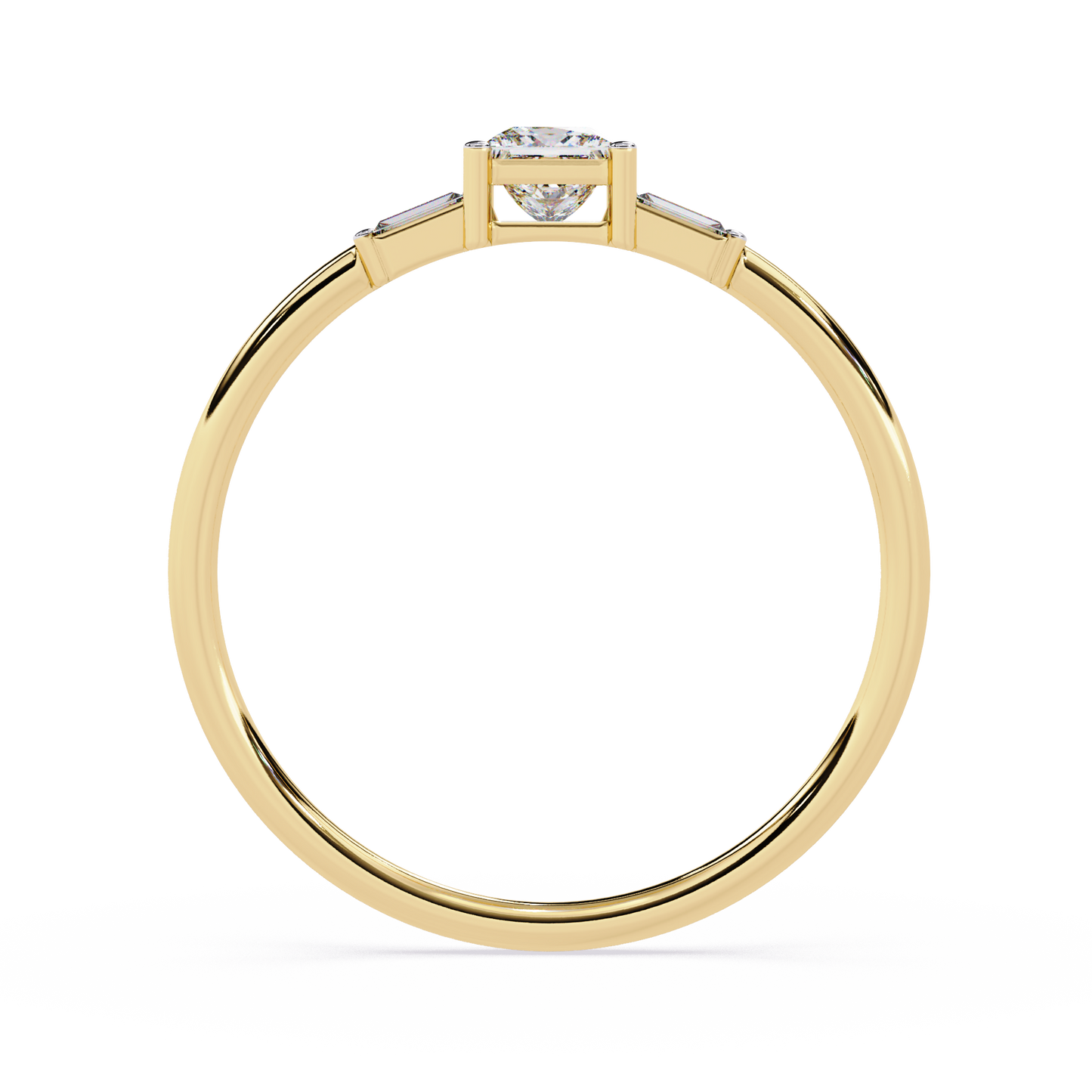 Princess Cut Diamond Ring with Baguette Side Stones | Lab Grown Diamond Engagement Ring | Minimalist Promise Ring – Lustraa’s Minimalist Ring