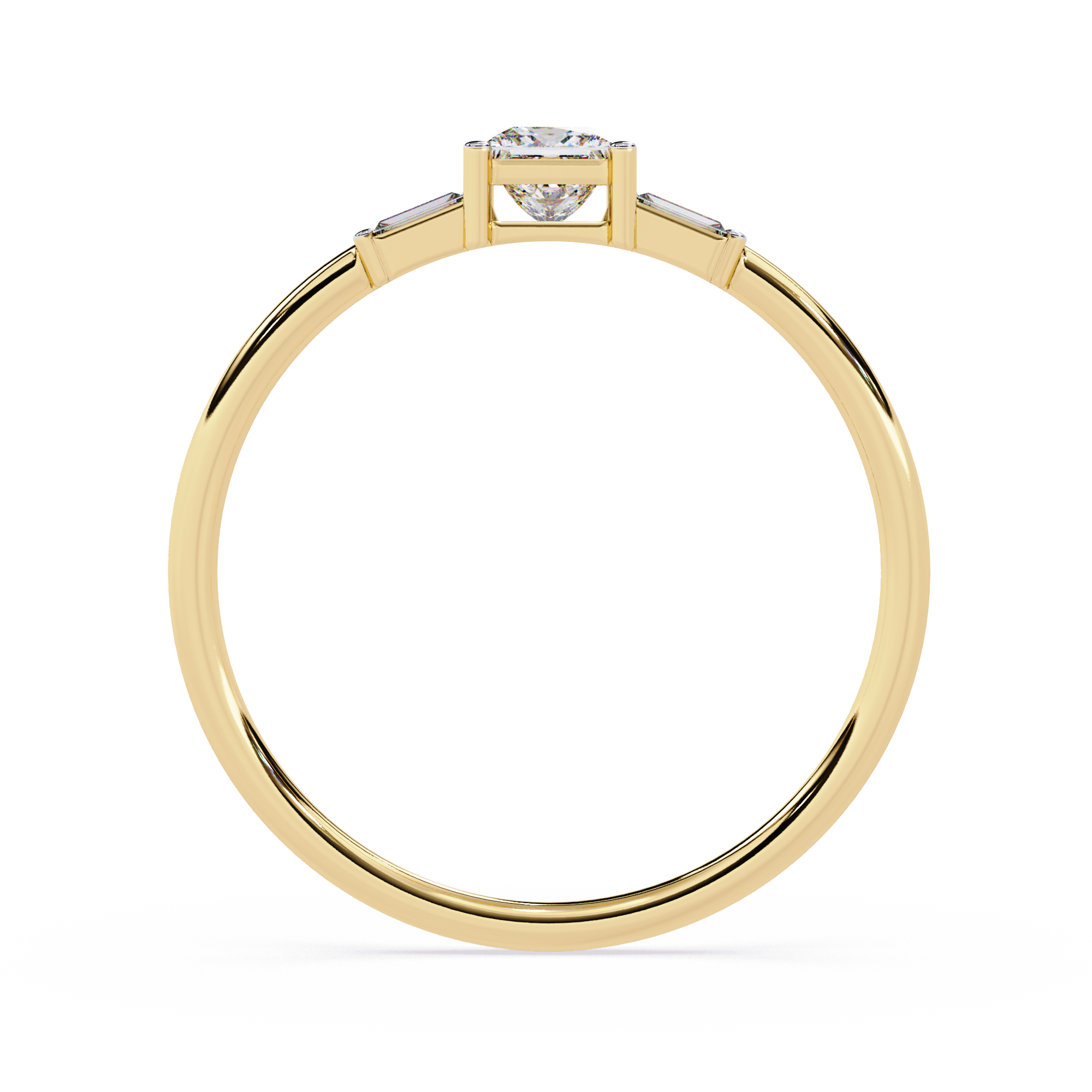 Princess Cut Diamond Ring – Lab Grown Baguette Side Stones Minimalist Engagement Promise Ring – Lustraa’s Minimalist Ring