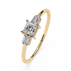 Princess Cut Diamond Ring – Lab Grown Baguette Side Stones Minimalist Engagement Promise Ring – Lustraa’s Minimalist Ring