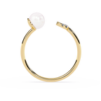 Crescent Moon Diamond Ring – Lab Grown Pearl Celestial Open Dainty Ring - Lustraa’s Celestial Ring