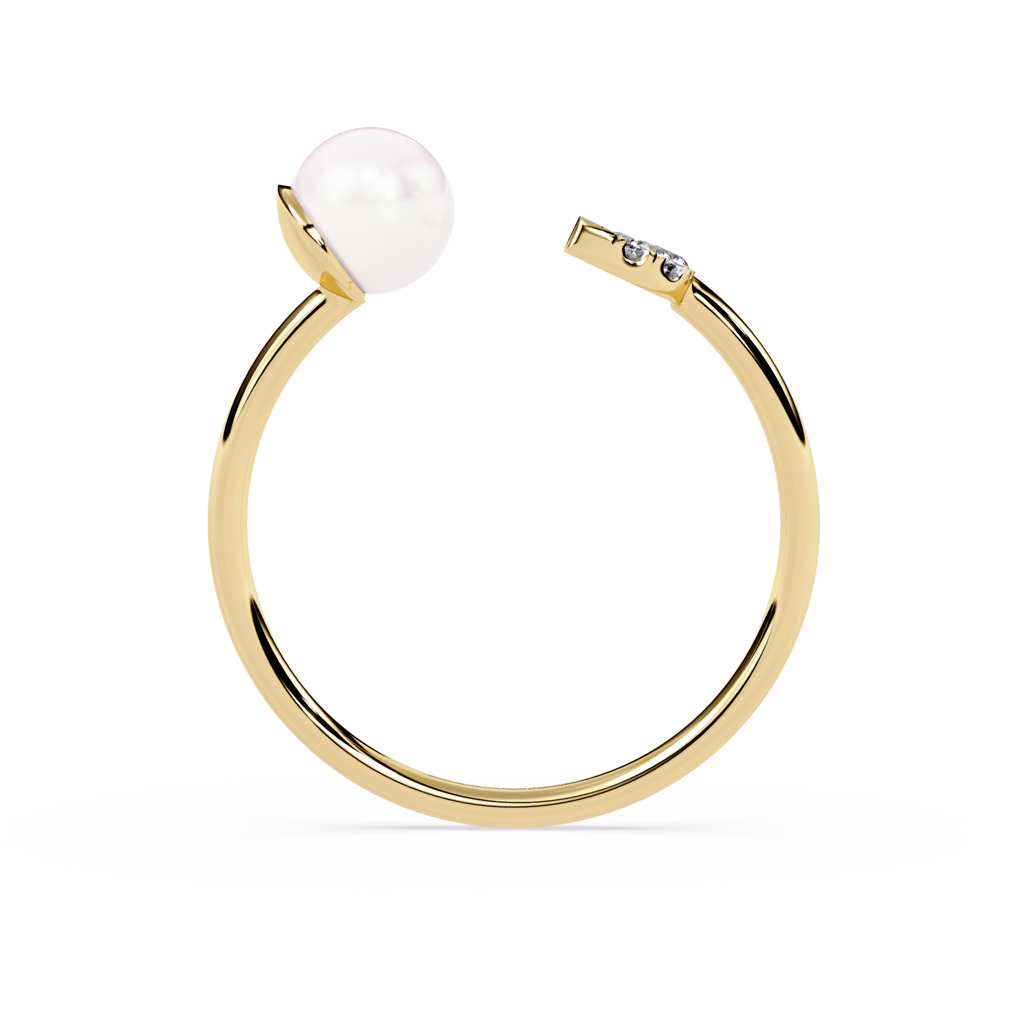 Crescent Moon Diamond Ring – Lab Grown Pearl Celestial Open Dainty Ring - Lustraa’s Celestial Ring