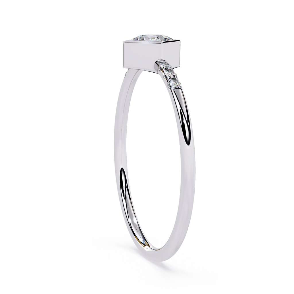 Princess Cut Diamond Ring – Lab Grown Bezel Set Pavé Minimalist Engagement Ring – Lustraa’s Minimalist Ring