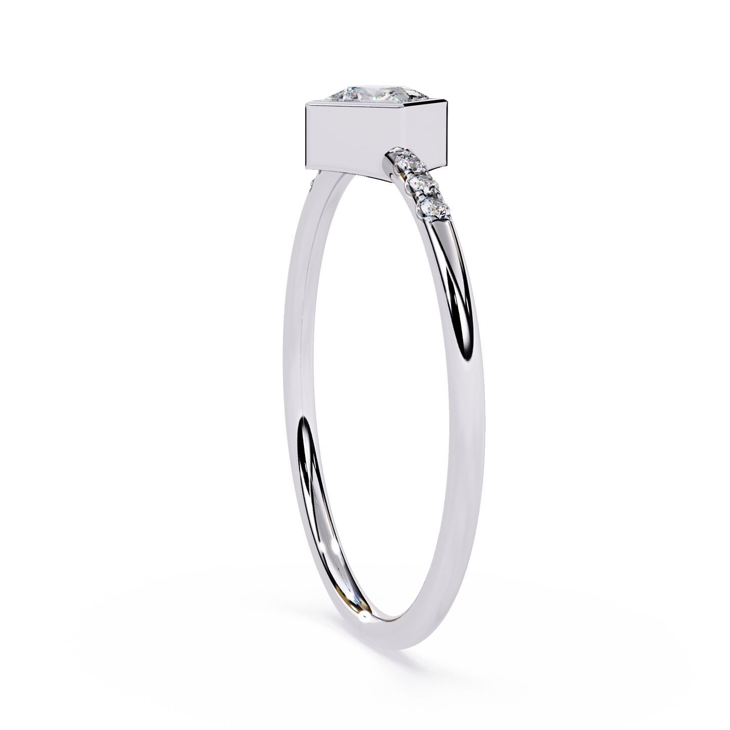 Princess Cut Lab Grown Diamond Ring| Bezel Set Pavé Band Ring | Minimalist Engagement Ring – Lustraa’s Minimalist Ring