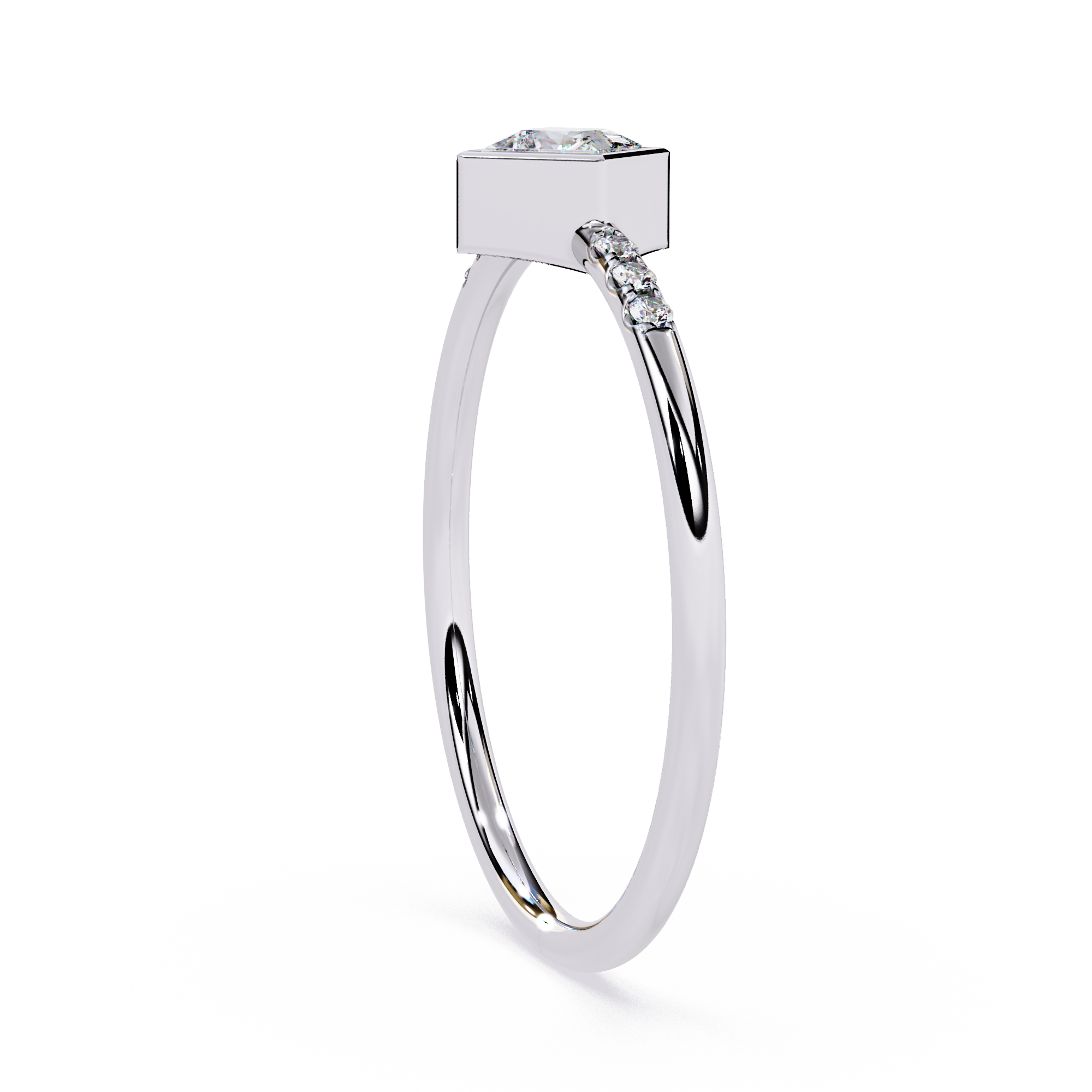 Princess Cut Diamond Ring – Lab Grown Bezel Set Pavé Minimalist Engagement Ring – Lustraa’s Minimalist Ring