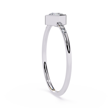 Princess Cut Lab Grown Diamond Ring| Bezel Set Pavé Band Ring | Minimalist Engagement Ring – Lustraa’s Minimalist Ring