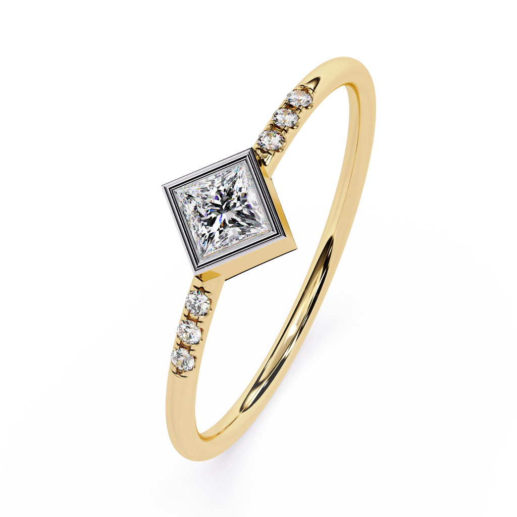 Princess Cut Diamond Ring – Lab Grown Bezel Set Pavé Minimalist Engagement Ring – Lustraa’s Minimalist Ring