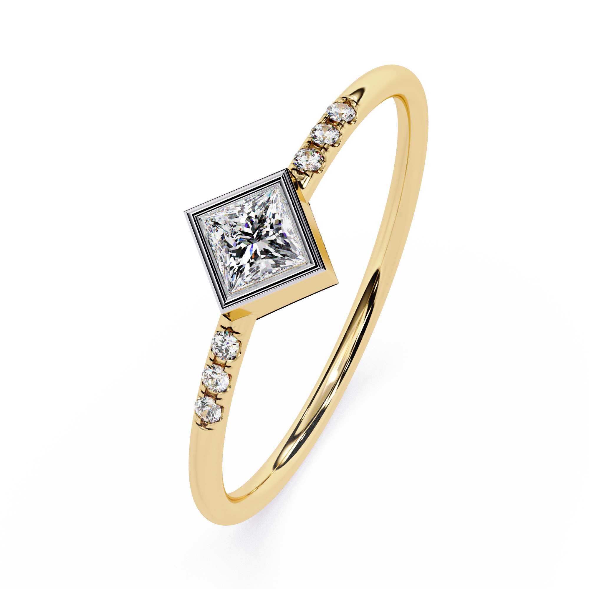 Princess Cut Diamond Ring – Lab Grown Bezel Set Pavé Minimalist Engagement Ring – Lustraa’s Minimalist Ring