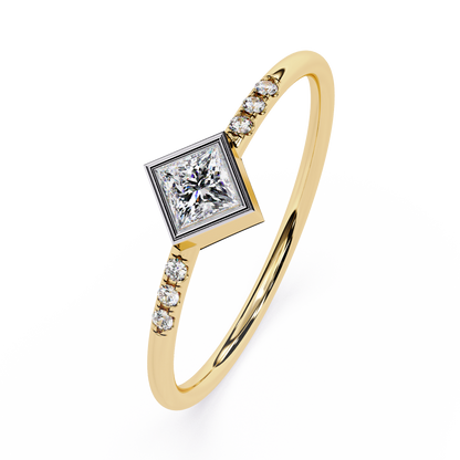 Princess Cut Lab Grown Diamond Ring| Bezel Set Pavé Band Ring | Minimalist Engagement Ring – Lustraa’s Minimalist Ring