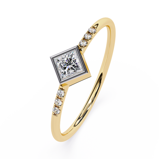 Princess Cut Lab Grown Diamond Ring| Bezel Set Pavé Band Ring | Minimalist Engagement Ring – Lustraa’s Minimalist Ring