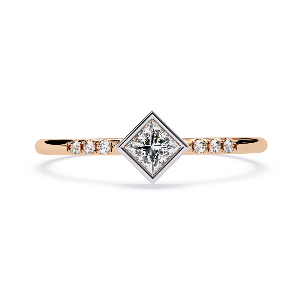 Princess Cut Diamond Ring – Lab Grown Bezel Set Pavé Minimalist Engagement Ring – Lustraa’s Minimalist Ring