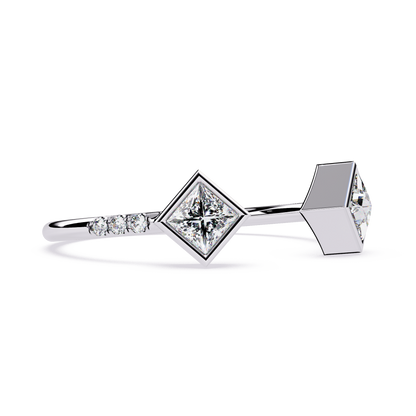 Princess Cut Open Diamond Ring | Lab Grown Princess Diamond Adjustable Ring | Modern Minimalist Diamond Jewelry - Lustraa’s Open Band Ring
