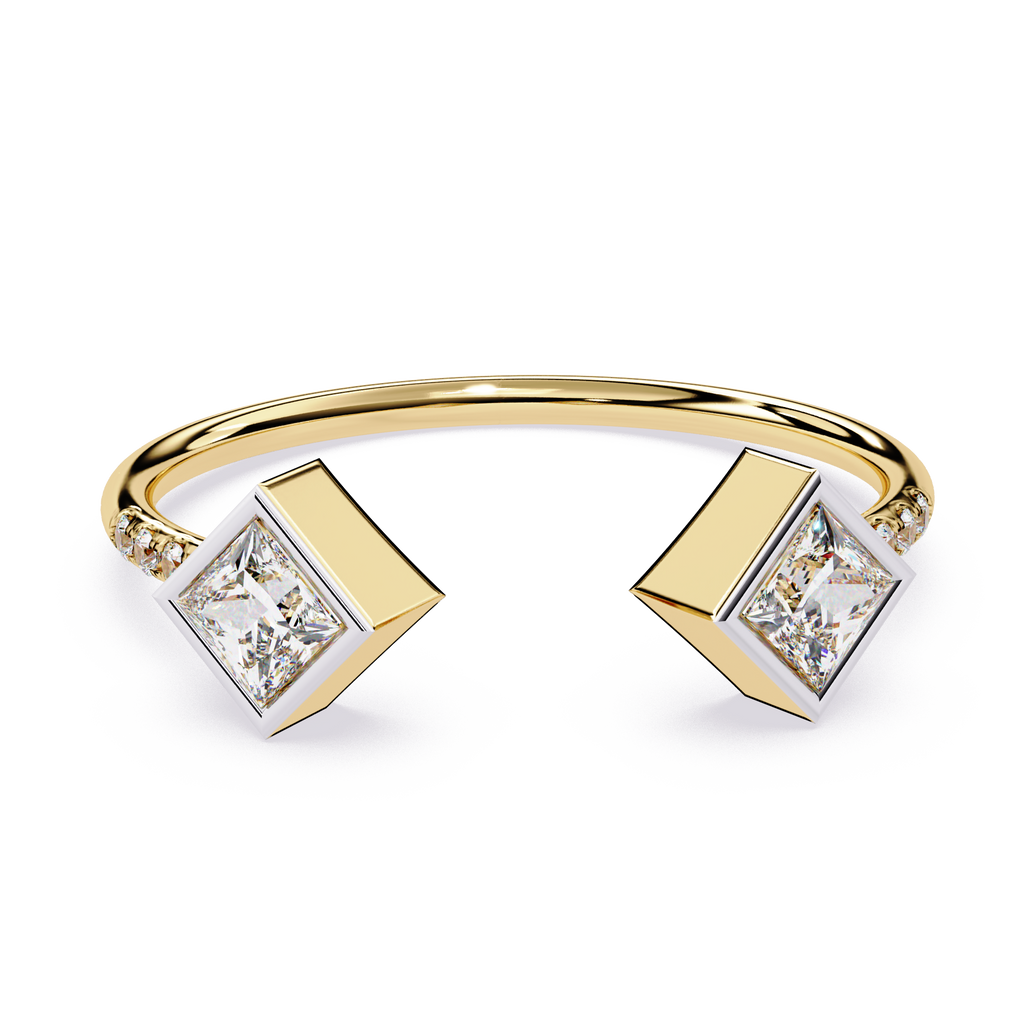 Princess Cut Diamond Ring – Lab Grown Open Adjustable Modern Minimalist Diamond Jewelry- Lustraa’s Open Band Ring