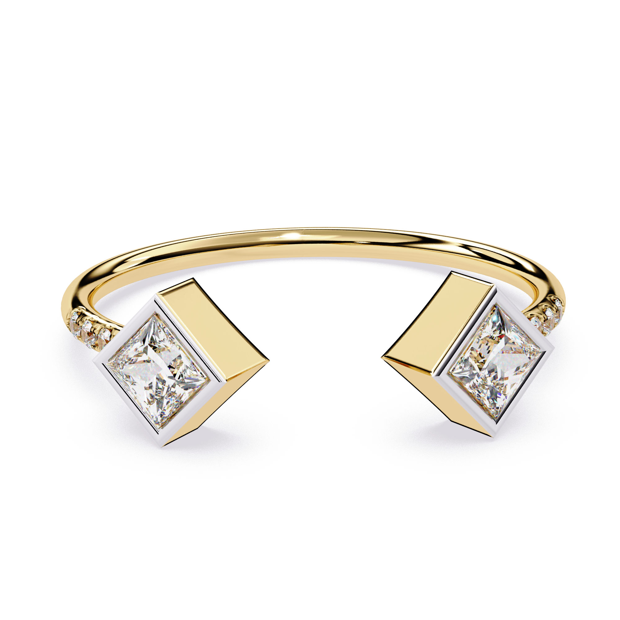 Princess Cut Diamond Ring – Lab Grown Open Adjustable Modern Minimalist Diamond Jewelry- Lustraa’s Open Band Ring