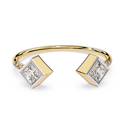 Princess Cut Open Diamond Ring | Lab Grown Princess Diamond Adjustable Ring | Modern Minimalist Diamond Jewelry - Lustraa’s Open Band Ring