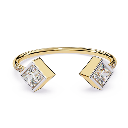 Princess Cut Open Diamond Ring | Lab Grown Princess Diamond Adjustable Ring | Modern Minimalist Diamond Jewelry - Lustraa’s Open Band Ring
