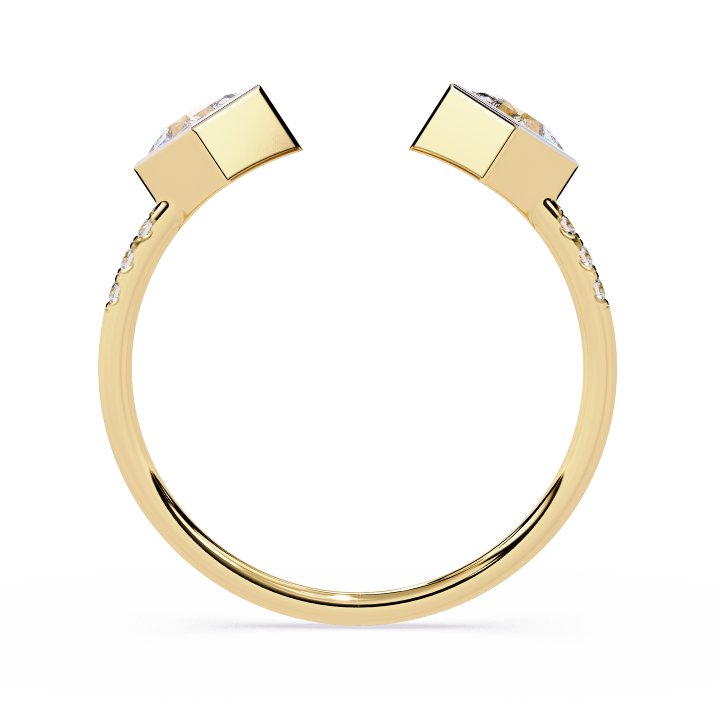 Princess Cut Open Diamond Ring | Lab Grown Princess Diamond Adjustable Ring | Modern Minimalist Diamond Jewelry - Lustraa’s Open Band Ring