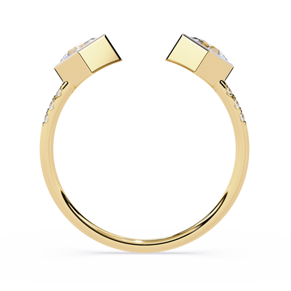 Princess Cut Open Diamond Ring | Lab Grown Princess Diamond Adjustable Ring | Modern Minimalist Diamond Jewelry - Lustraa’s Open Band Ring