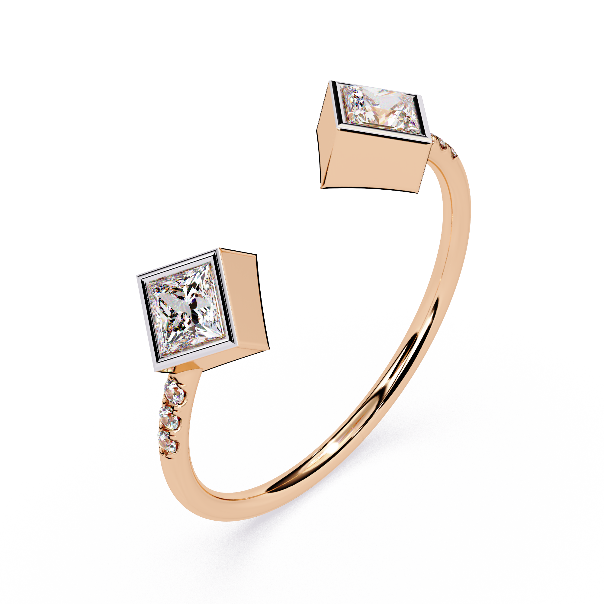 Princess Cut Diamond Ring – Lab Grown Open Adjustable Modern Minimalist Diamond Jewelry- Lustraa’s Open Band Ring