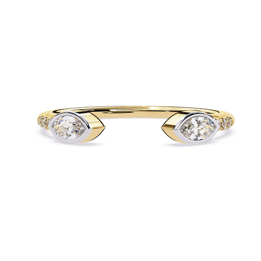 Marquise Cut Open Diamond Ring | Lab Grown Marquise Diamond Adjustable Ring | Modern Minimalist Stackable Ring - Lustraa’s Open Band Ring