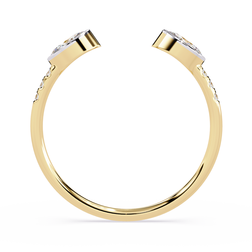 Marquise Cut Open Diamond Ring – Lab Grown Marquise Diamond Adjustable Ring – Modern Minimalist Stackable Ring – Lustraa’s Open Band Ring