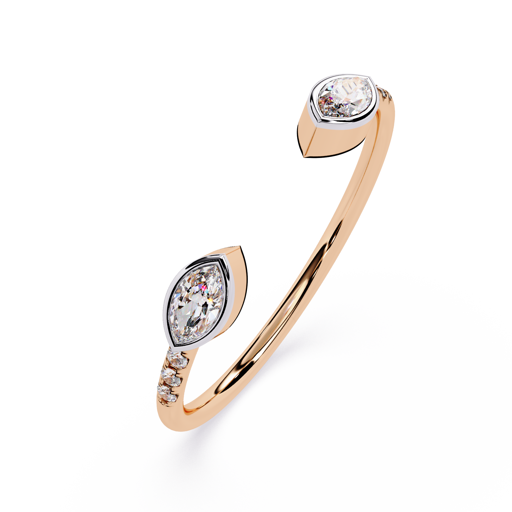 Marquise Cut Open Diamond Ring – Lab Grown Marquise Diamond Adjustable Ring – Modern Minimalist Stackable Ring – Lustraa’s Open Band Ring