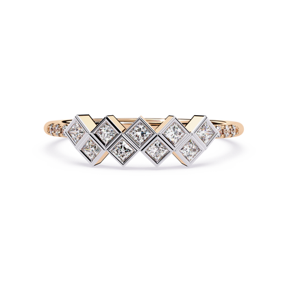 Geometric Princess Cut Half Eternity Diamond Ring | Lab Grown Princess Diamond Cluster Ring | Modern Diamond Statement Ring– Lustraa’s Eternity Ring