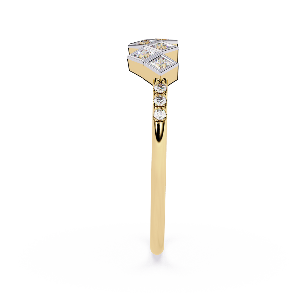 Geometric Diamond Ring – Lab Grown Princess Cut Half Eternity Cluster Modern Statement Ring– Lustraa’s Eternity Ring