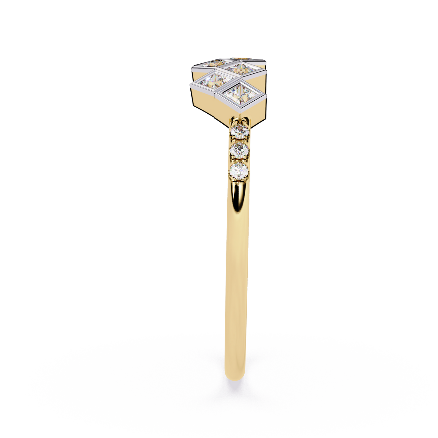 Geometric Princess Cut Half Eternity Diamond Ring | Lab Grown Princess Diamond Cluster Ring | Modern Diamond Statement Ring– Lustraa’s Eternity Ring