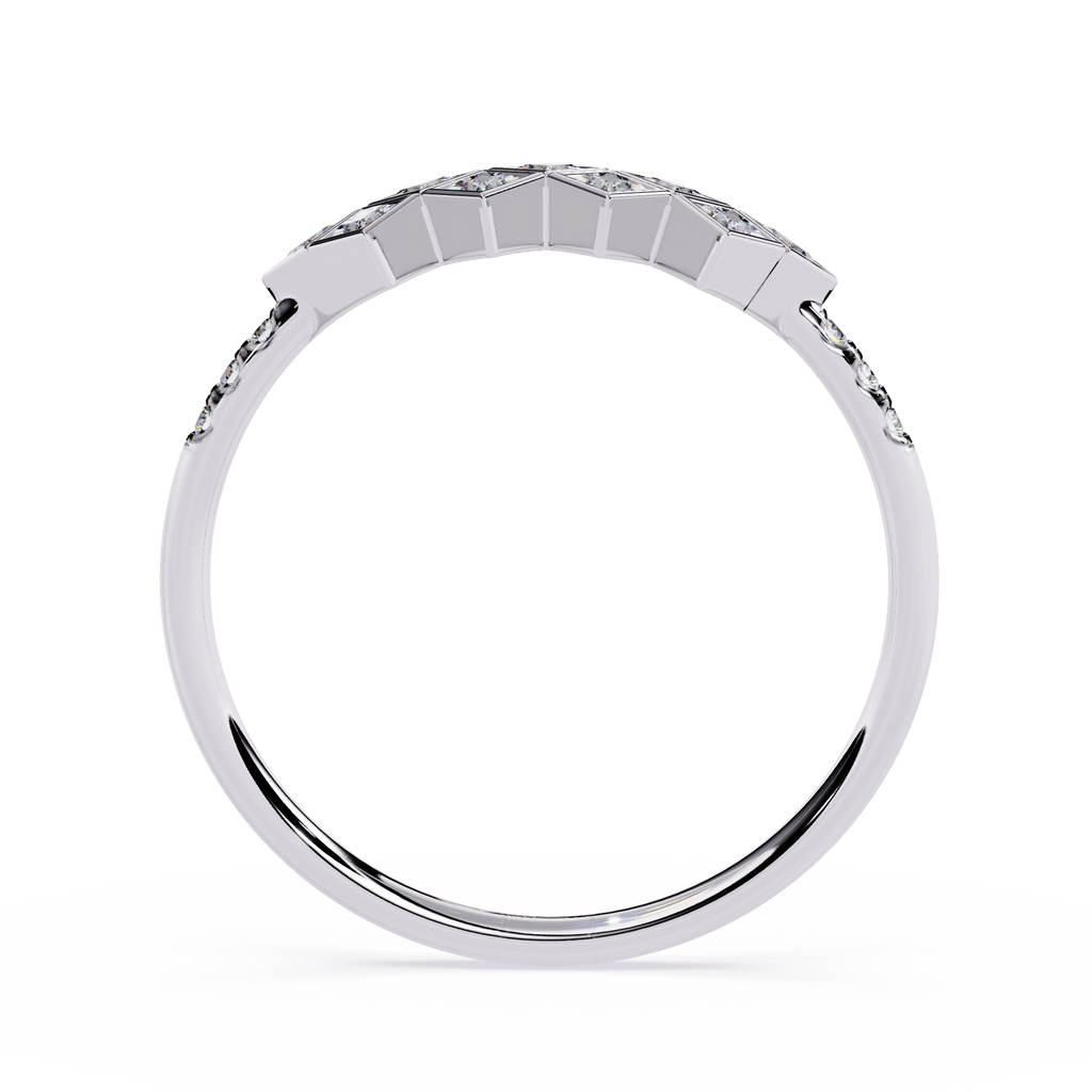 Geometric Diamond Ring – Lab Grown Princess Cut Half Eternity Cluster Modern Statement Ring– Lustraa’s Eternity Ring