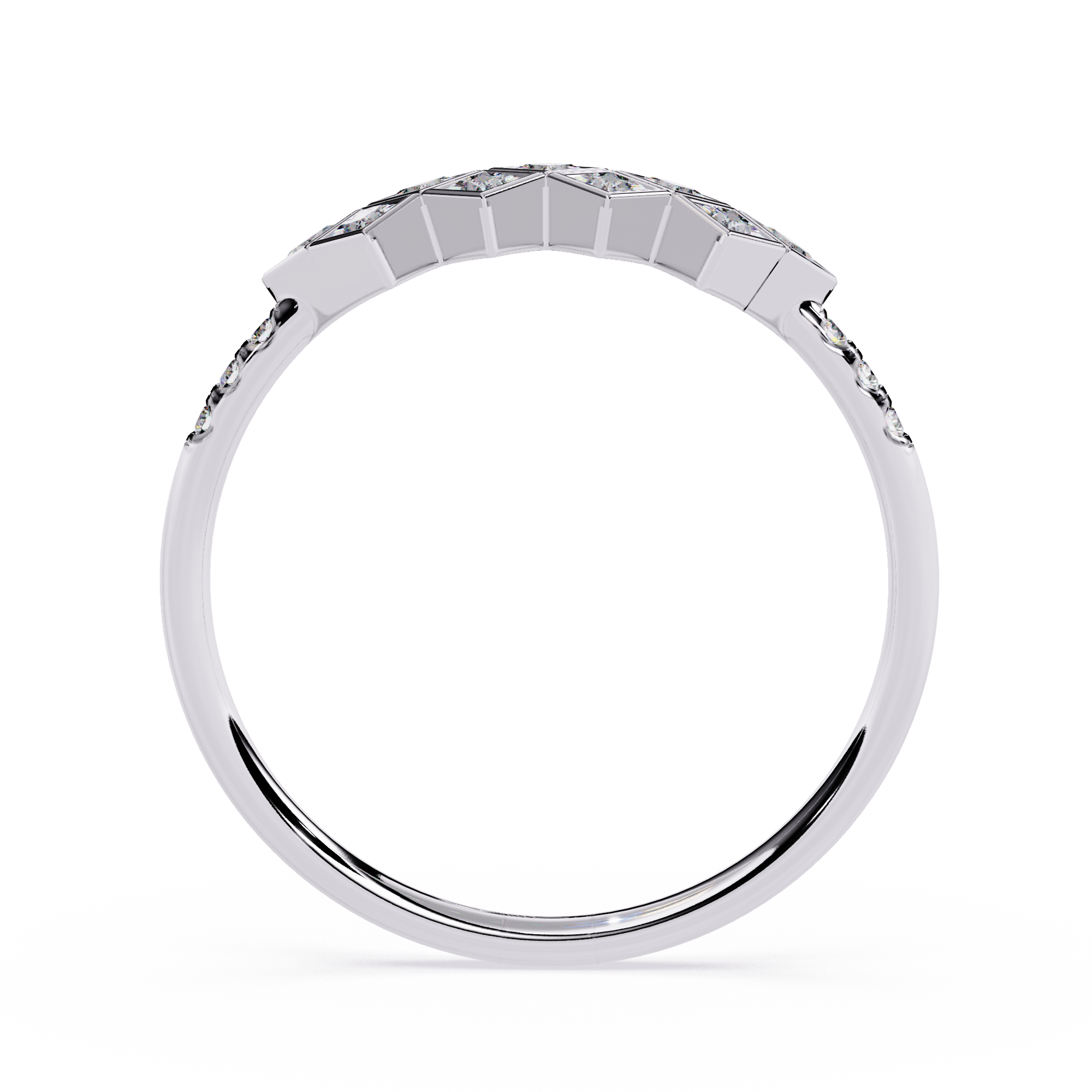 Geometric Diamond Ring – Lab Grown Princess Cut Half Eternity Cluster Modern Statement Ring– Lustraa’s Eternity Ring