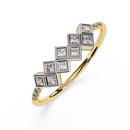Geometric Princess Cut Half Eternity Diamond Ring | Lab Grown Princess Diamond Cluster Ring | Modern Diamond Statement Ring– Lustraa’s Eternity Ring
