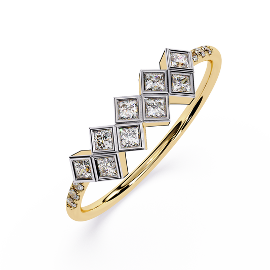 Geometric Princess Cut Half Eternity Diamond Ring | Lab Grown Princess Diamond Cluster Ring | Modern Diamond Statement Ring– Lustraa’s Eternity Ring