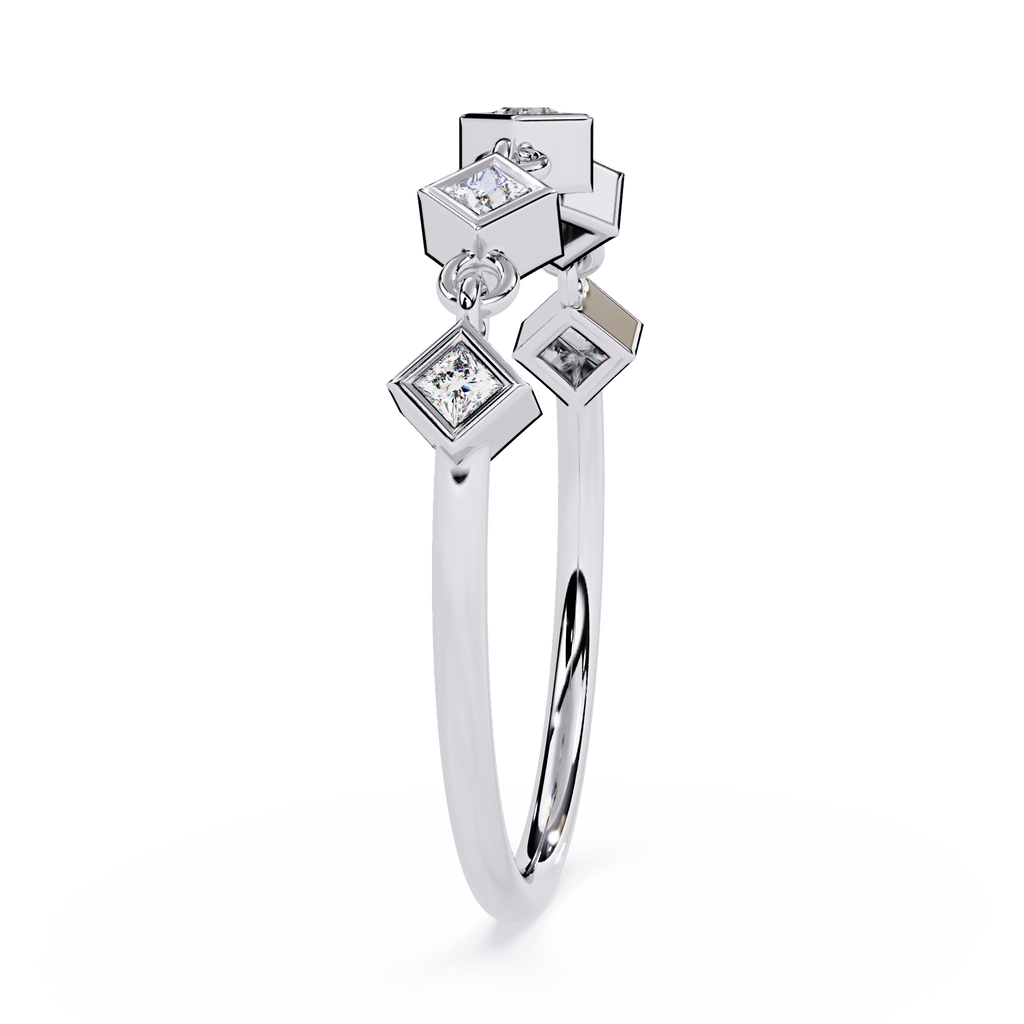 Geometric Diamond Ring – Lab Grown Princess Cut Gold Chain Modern Stackable Linked Ring-Lustraa’s Stackable Ring