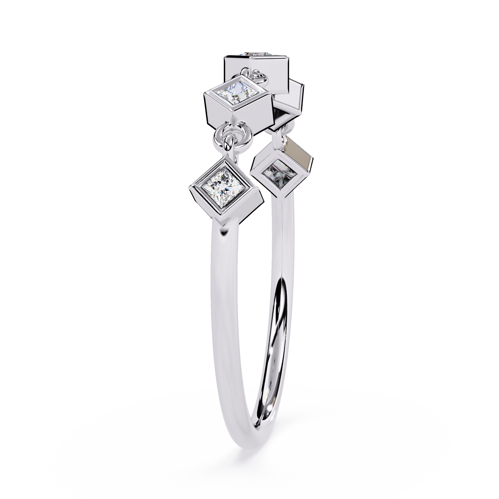 Geometric Diamond Ring – Lab Grown Princess Cut Gold Chain Modern Stackable Linked Ring-Lustraa’s Stackable Ring