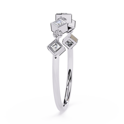 Geometric Princess Cut Diamond Chain Ring | Lab Grown Diamond Stacking Ring | Modern Linked Diamond Ring - Lustraa’s Stackable Ring