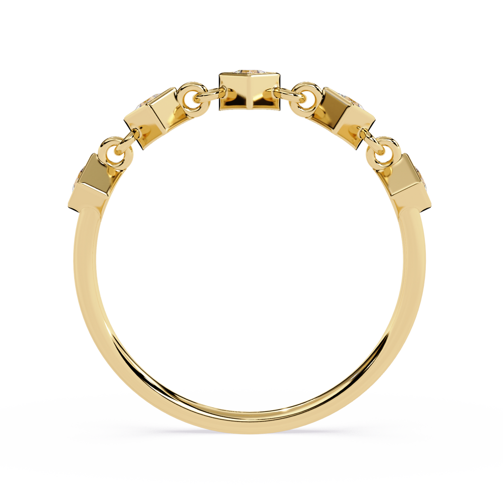 Geometric Diamond Ring – Lab Grown Princess Cut Gold Chain Modern Stackable Linked Ring-Lustraa’s Stackable Ring