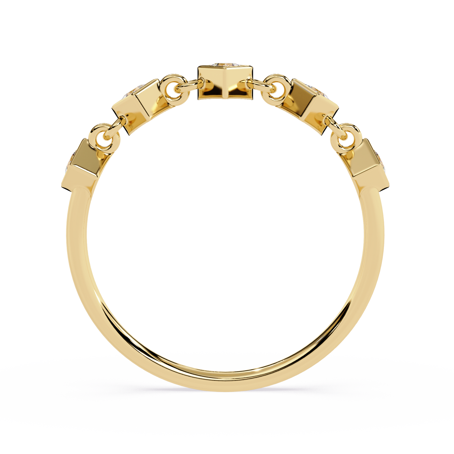 Geometric Princess Cut Diamond Chain Ring | Lab Grown Diamond Stacking Ring | Modern Linked Diamond Ring - Lustraa’s Stackable Ring
