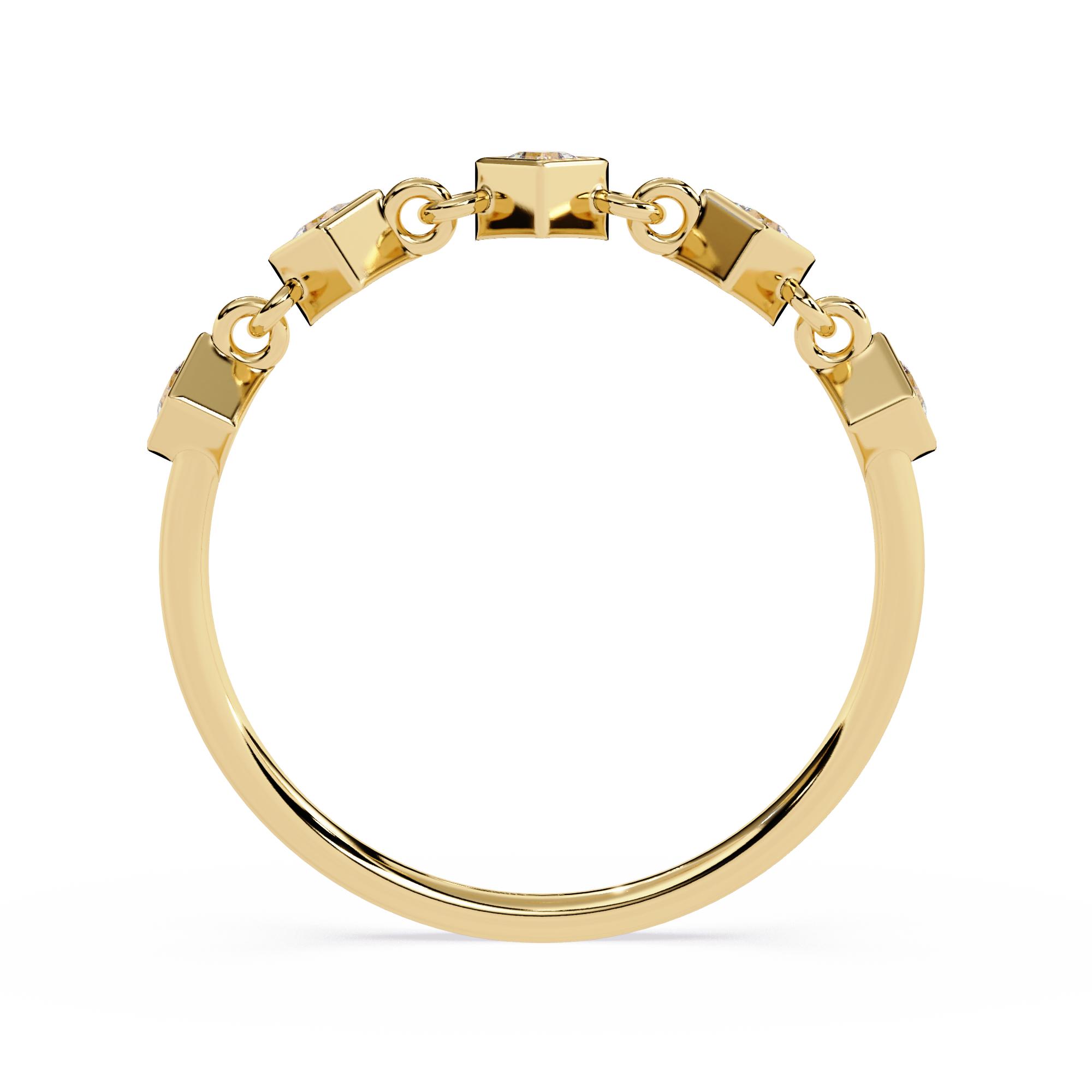 Geometric Diamond Ring – Lab Grown Princess Cut Gold Chain Modern Stackable Linked Ring-Lustraa’s Stackable Ring