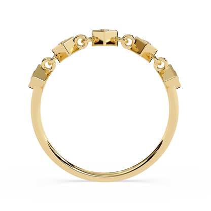 Geometric Princess Cut Diamond Chain Ring | Lab Grown Diamond Stacking Ring | Modern Linked Diamond Ring - Lustraa’s Stackable Ring