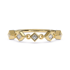 Geometric Diamond Ring – Lab Grown Princess Cut Gold Chain Modern Stackable Linked Ring-Lustraa’s Stackable Ring