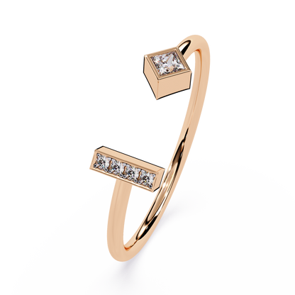 Open Geometric Diamond | Lab Grown Princess Cut & Pavé Diamond Ring | Modern Open Stackable Ring- Lustraa’s Open Band Ring