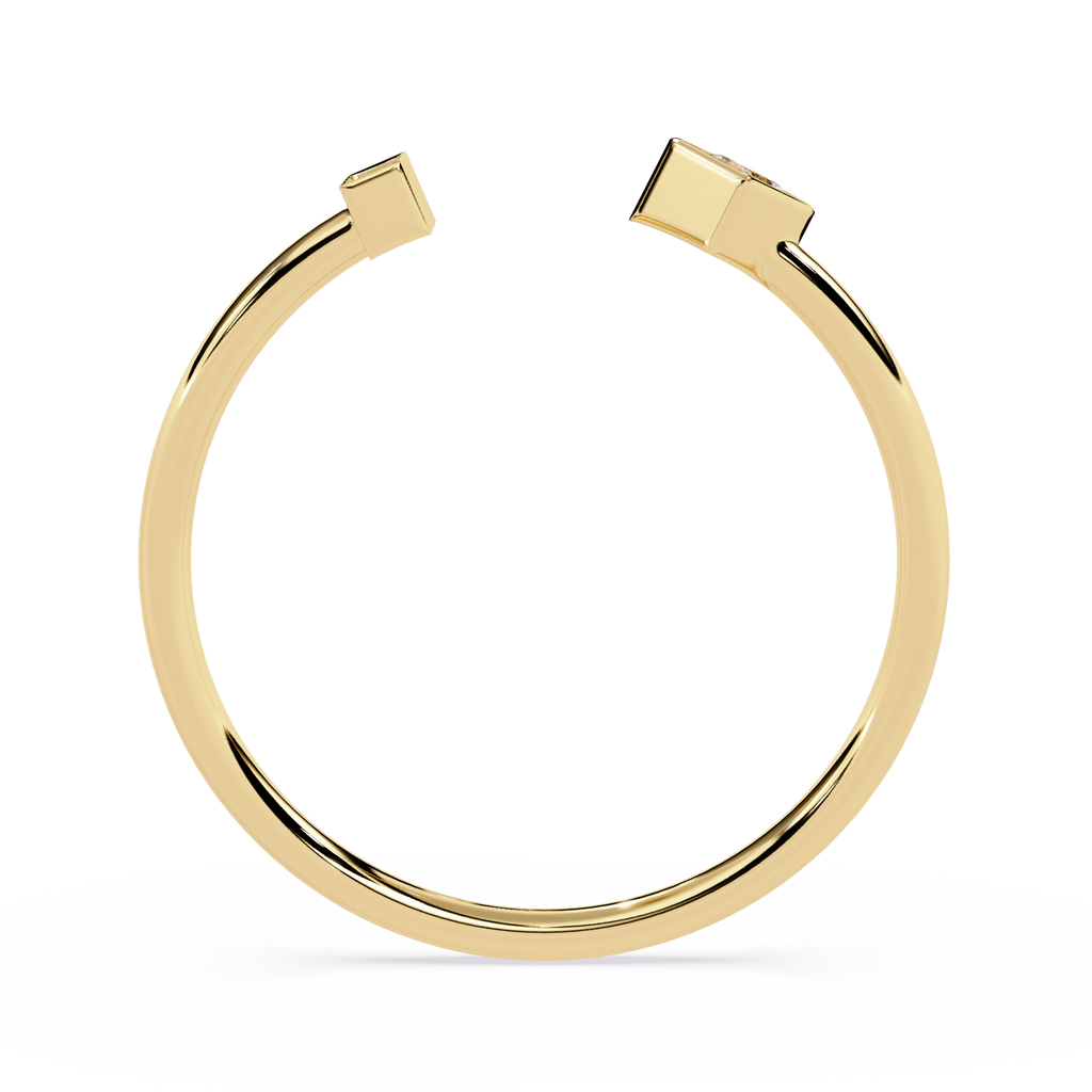 Open Diamond Ring – Lab Grown Princess Cut Pavé Geometric Modern Stackable Gold Ring- Lustraa’s Open Band Ring