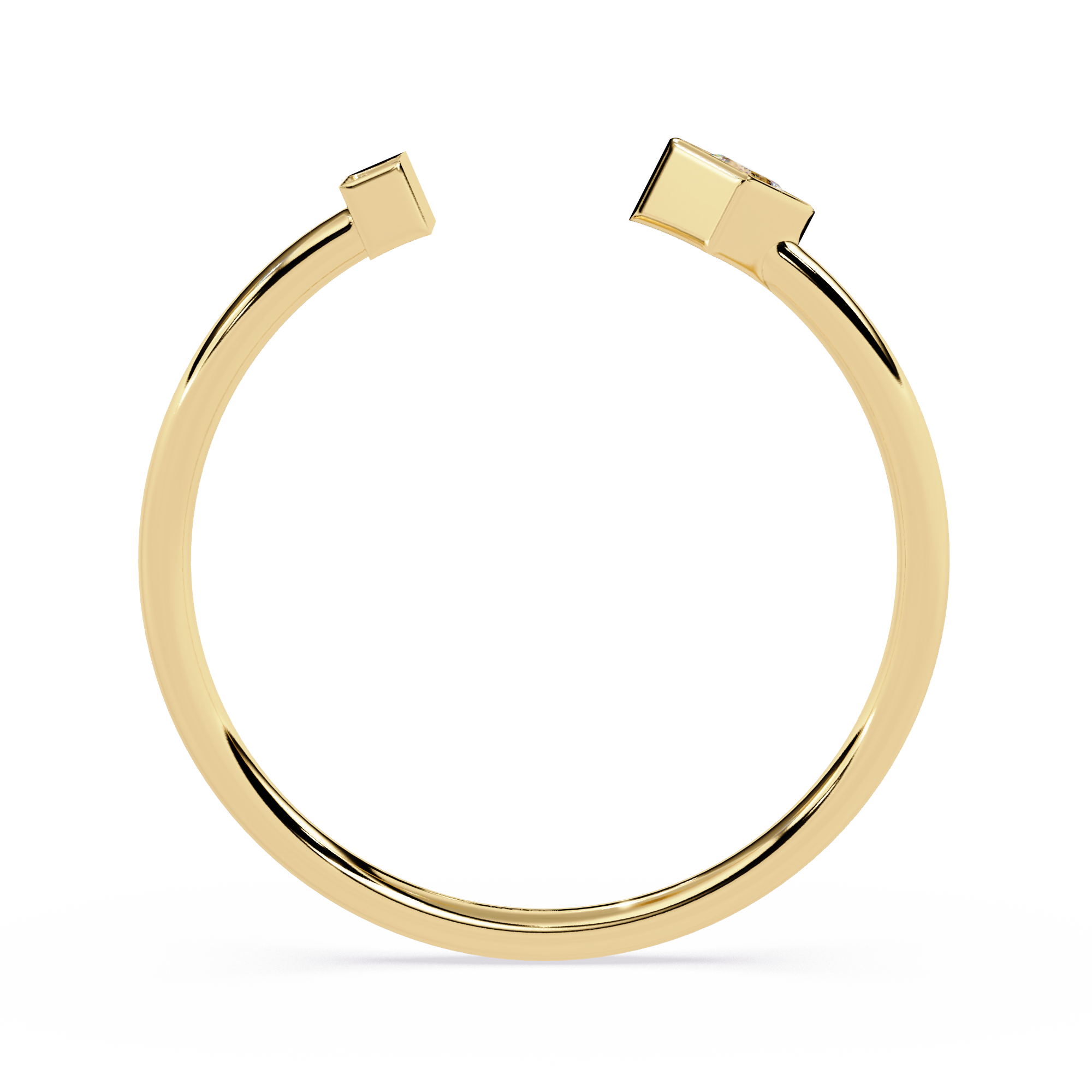 Open Diamond Ring – Lab Grown Princess Cut Pavé Geometric Modern Stackable Gold Ring- Lustraa’s Open Band Ring