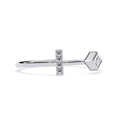 Open Geometric Diamond | Lab Grown Princess Cut & Pavé Diamond Ring | Modern Open Stackable Ring- Lustraa’s Open Band Ring