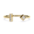 Open Diamond Ring – Lab Grown Princess Cut Pavé Geometric Modern Stackable Gold Ring- Lustraa’s Open Band Ring