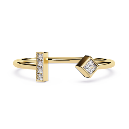 Open Geometric Diamond | Lab Grown Princess Cut & Pavé Diamond Ring | Modern Open Stackable Ring- Lustraa’s Open Band Ring